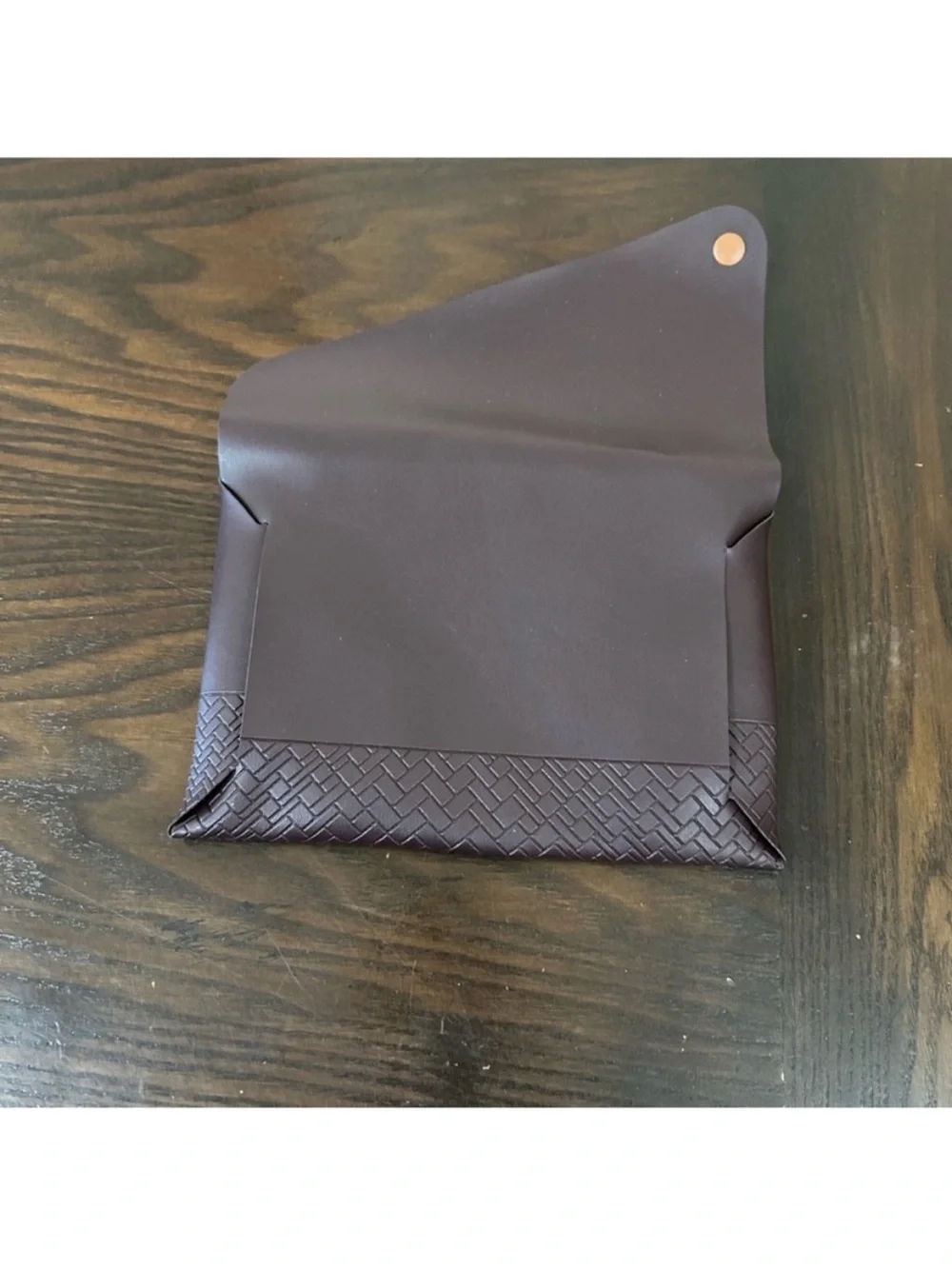 NEW Cole Haan Woven Faux Burgundy Leather Travel Clutch/E-Book Cover gold snap